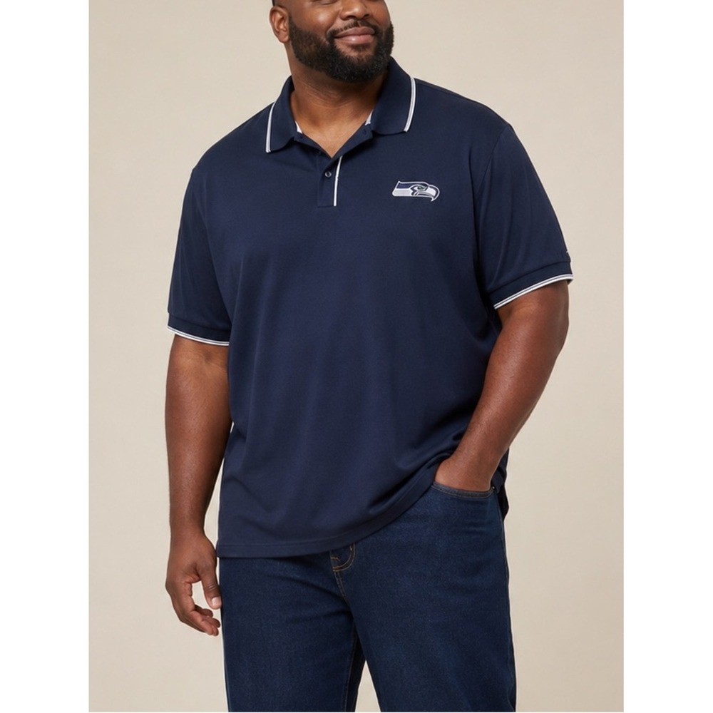 SEATTLE‎ SEAHAWKS Men NFL Polo Shirt 3XL Navy Sporty Casual Golf Resort Vacation